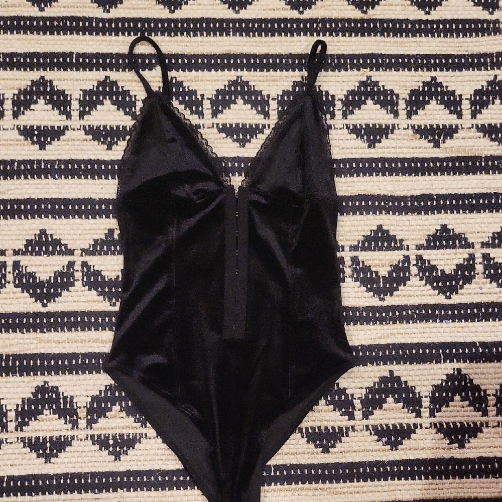 Forever 21 Black Velvet Bodysuit